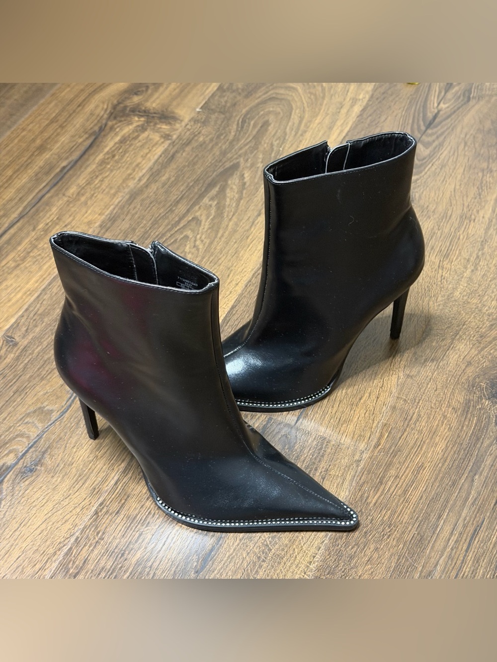 Zara new Black Pointed Toe Rhinestone Stiletto Ankle Boots - Women size 9